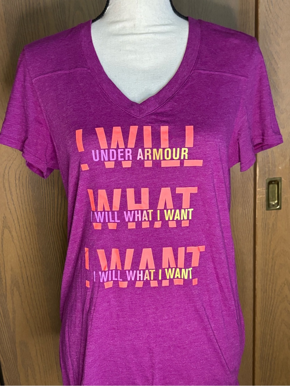 Under Armour Women’sV-Neck Graphic Tee - 'I Will What I Want'